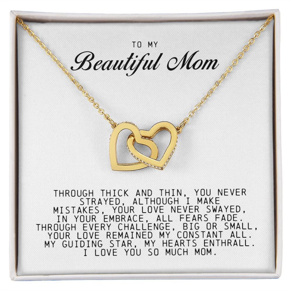 To my Beautiful Mom, Interlocking Hearts Necklace, Mother's Day Gift
