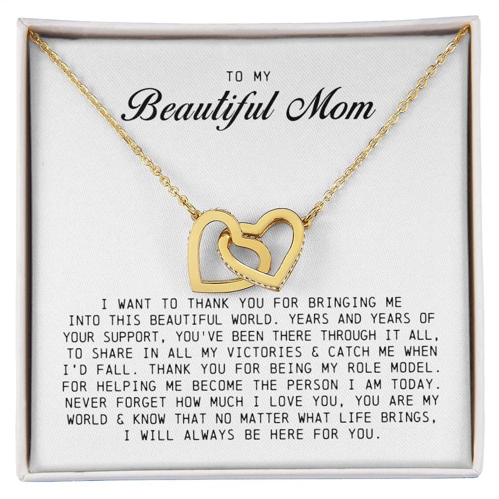 To My Beautiful Mom, Interlocking Hearts Necklace