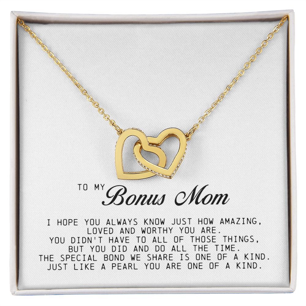 To My Bonus Mom, Interlocking Hearts Necklace