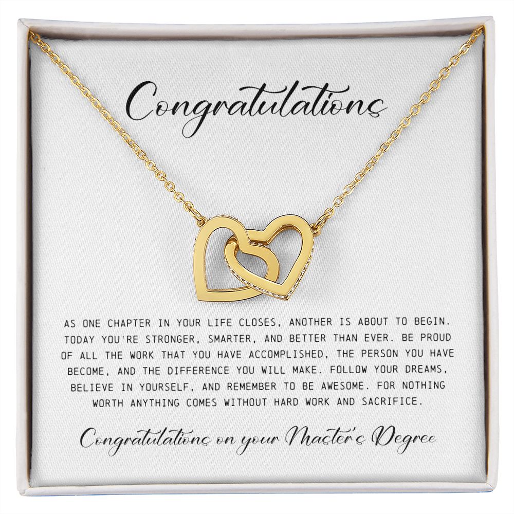 Master's Degree Gift for Her, Interlocking Hearts Necklace