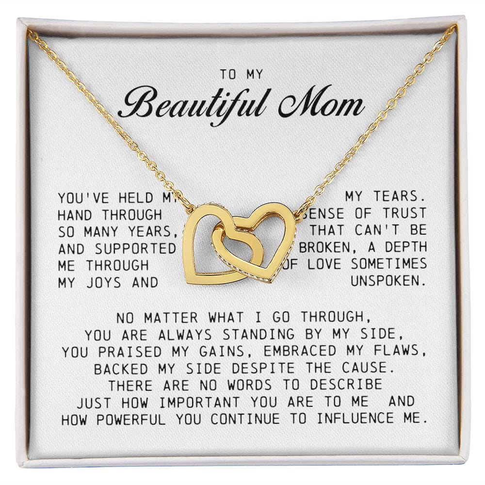 To my Beautiful Mom, Interlocking Hearts Necklace, Mother's Day Gift