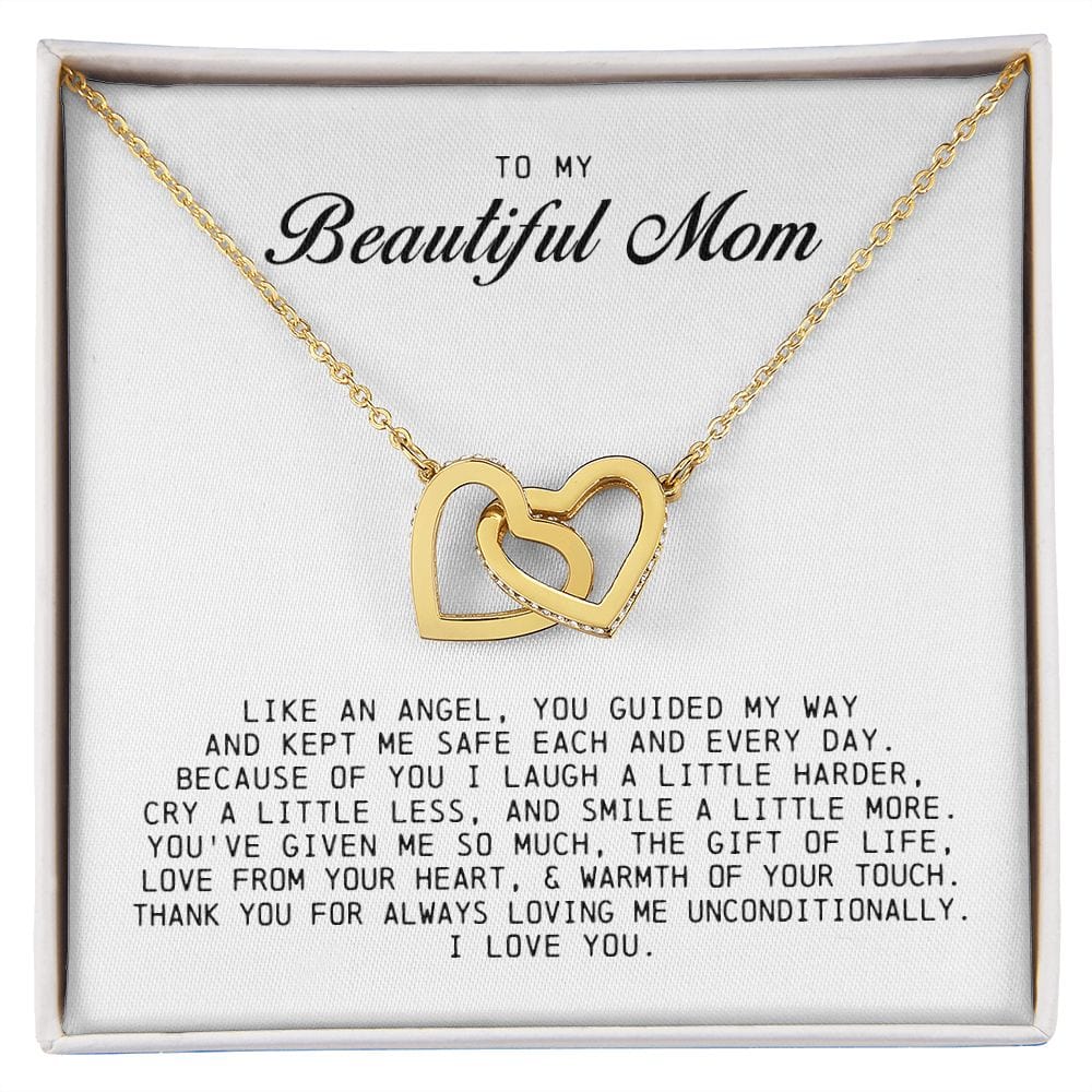 To my Beautiful Mom, Interlocking Hearts Necklace, Mother's Day Gift