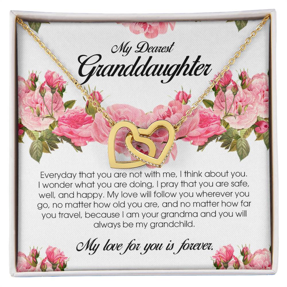 To My Dearest Granddaughter, Interlocking Heart Necklace