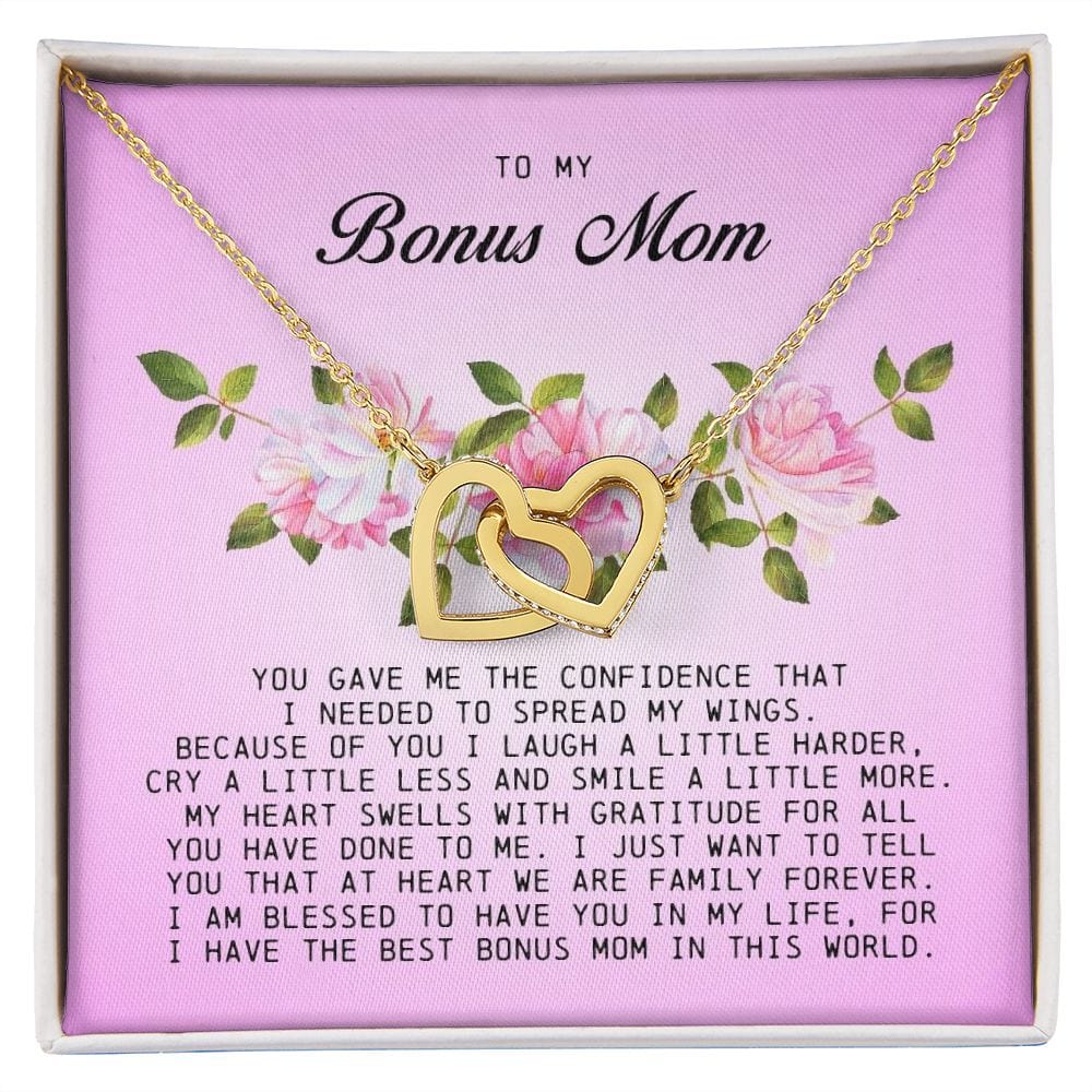 To My Bonus Mom, Interlocking Hearts Necklace