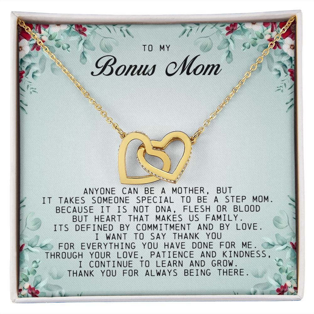 To My Bonus Mom, Interlocking Hearts Necklace