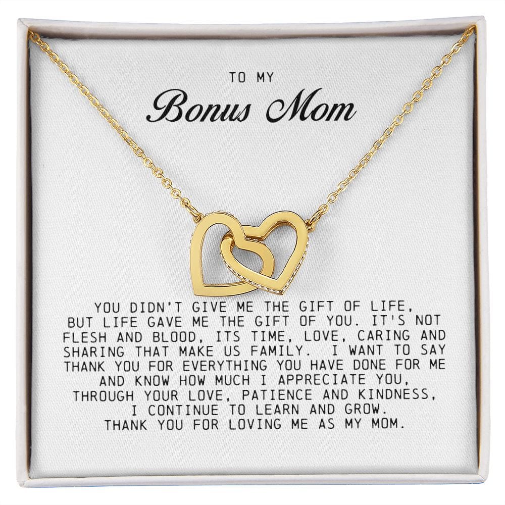 To My Bonus Mom, Interlocking Hearts Necklace