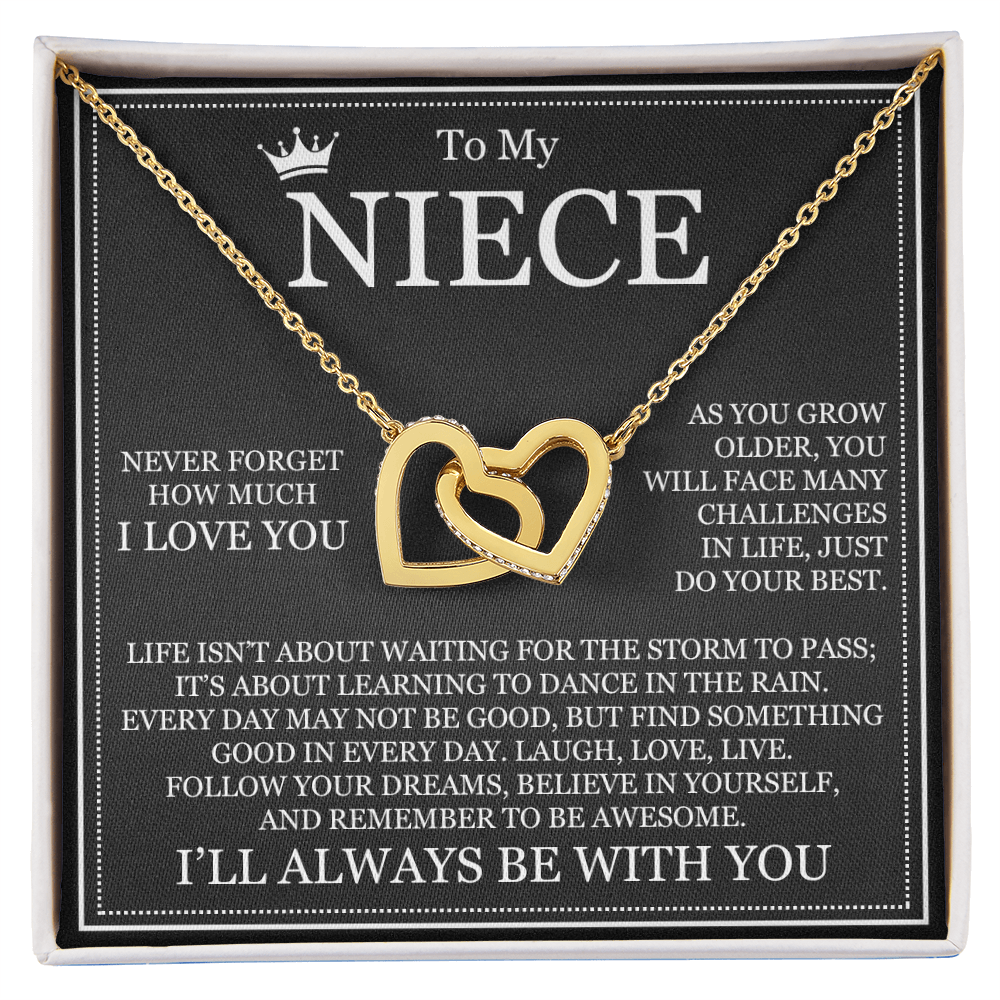Interlocking Hearts Necklace - To My Niece "Never Forget How Much I Love You"