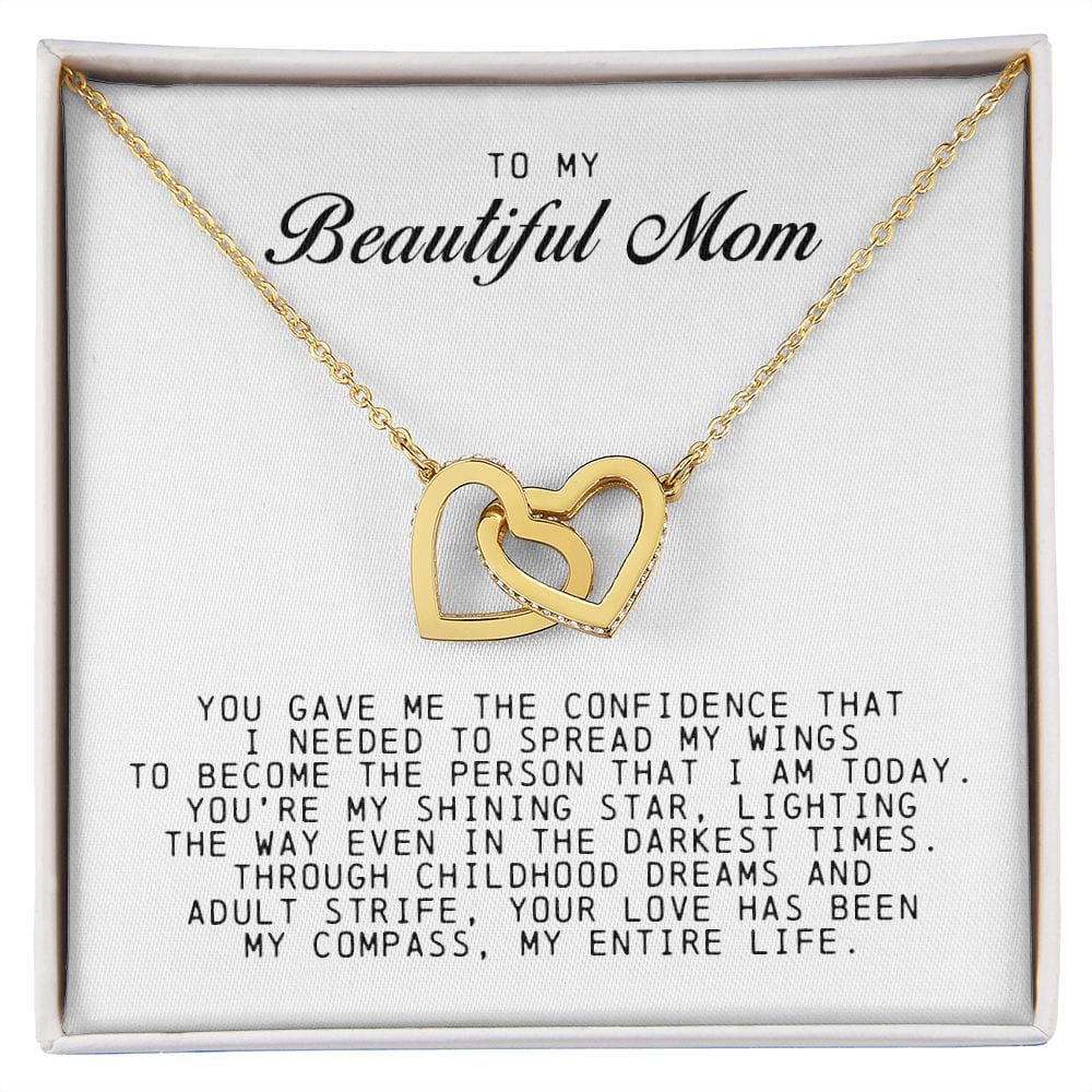 To my Beautiful Mom, Interlocking Hearts Necklace, Mother's Day Gift