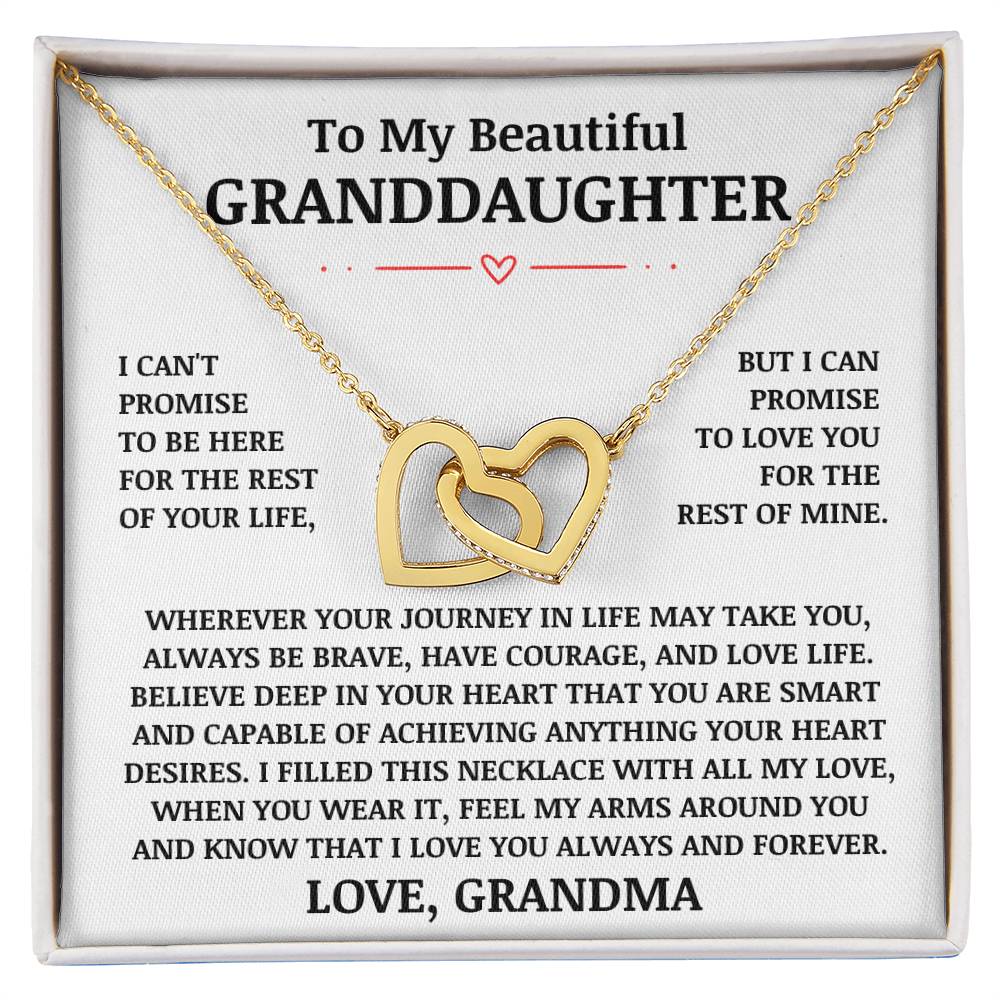 To My Beautiful Granddaughter "Love You Always & Forever" Interlocking Heart Necklace