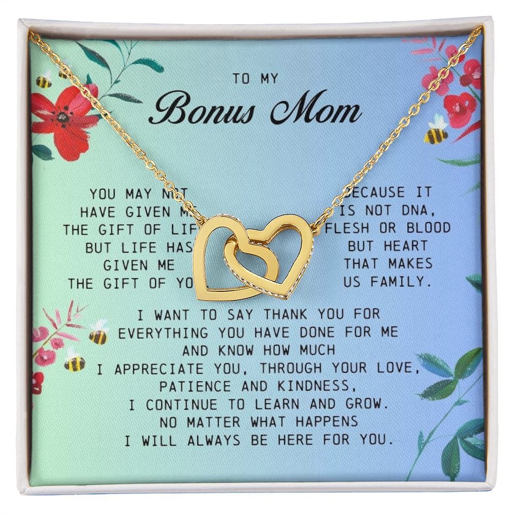 To My Bonus Mom, Interlocking Hearts Necklace