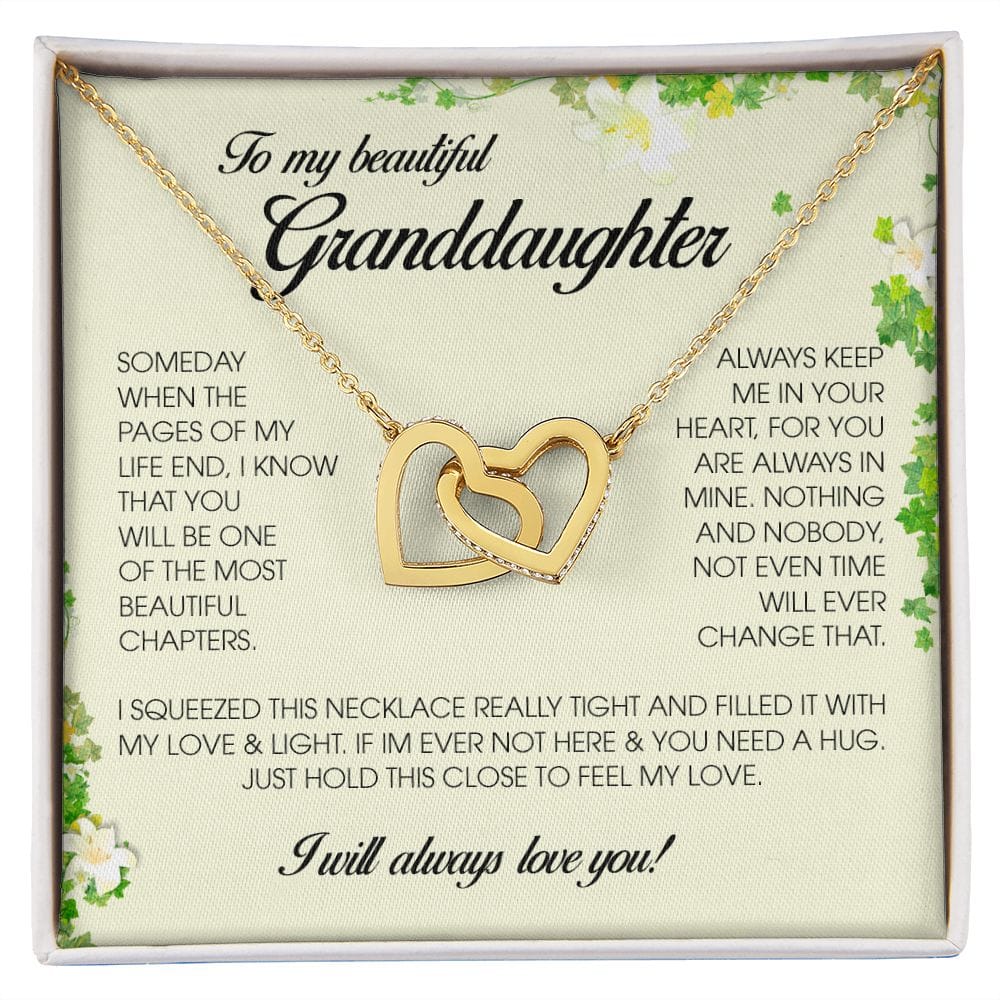 Interlocking Hearts Necklace, To My Beautiful Granddaughter