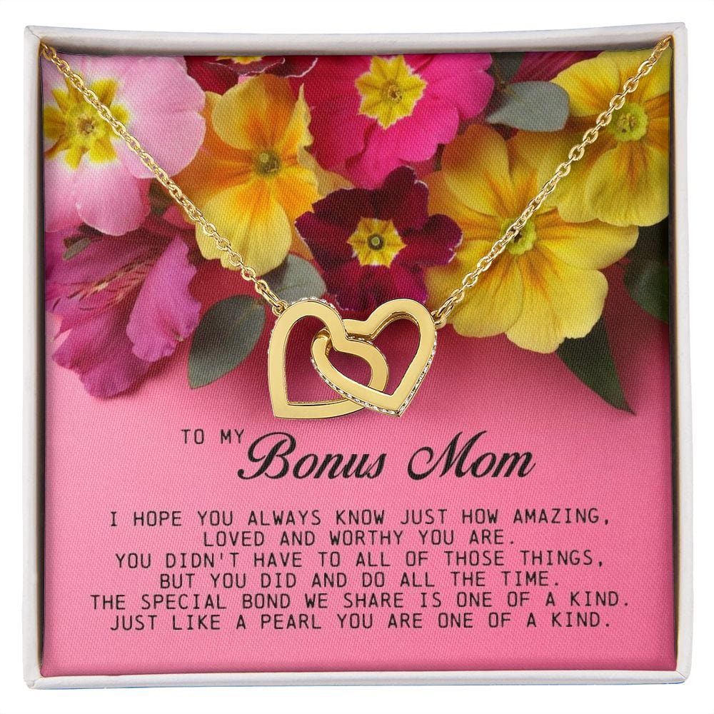 To My Bonus Mom, Interlocking Hearts Necklace