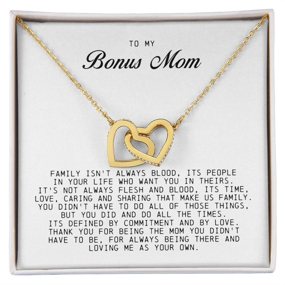 To My Bonus Mom, Interlocking Hearts Necklace