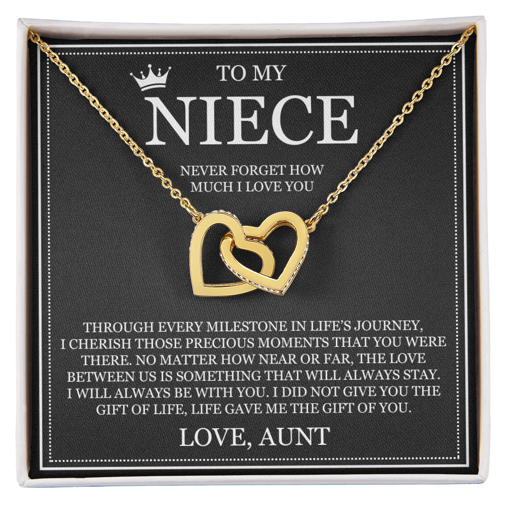Interlocking Hearts Necklace - To My Niece "Never Forget How Much I Love You"