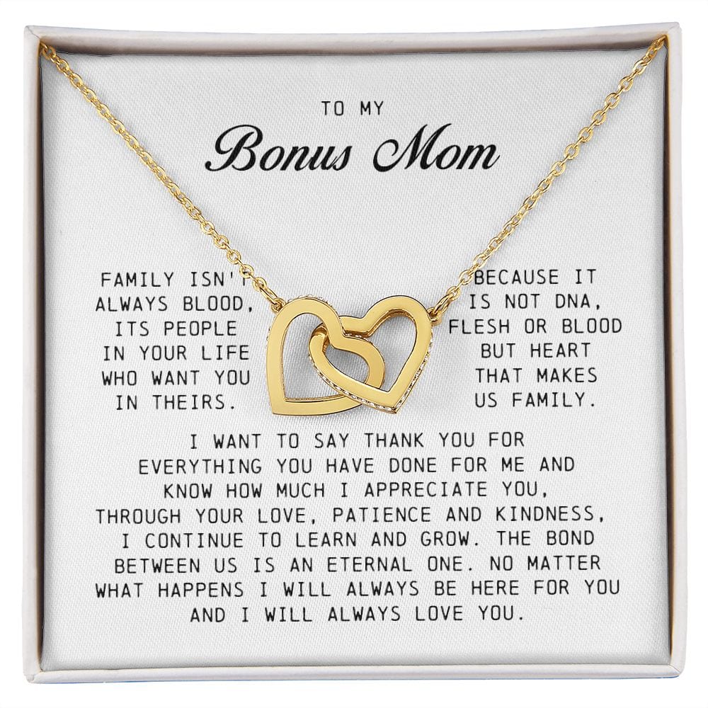 To My Bonus Mom, Interlocking Hearts Necklace