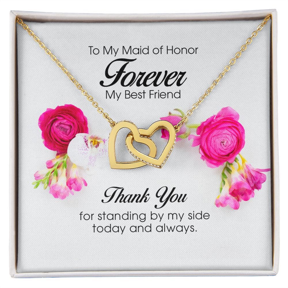 Interlocking Hearts Necklace, To My Maid of Honor