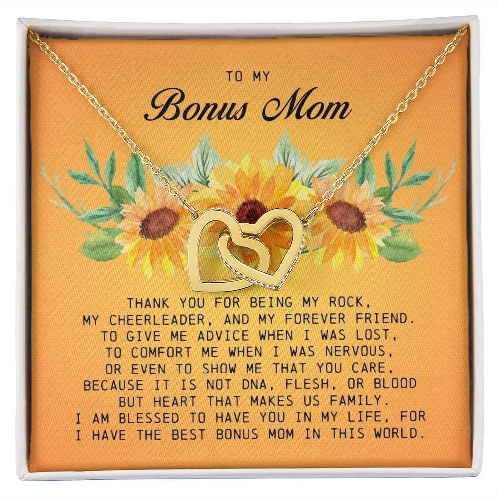 To My Bonus Mom, Interlocking Hearts Necklace
