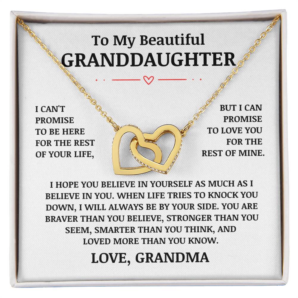 To My Beautiful Granddaughter "I Believe In You" Interlocking Heart Necklace