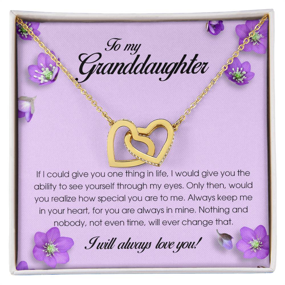 To My Granddaughter, Interlocking Heart Necklace