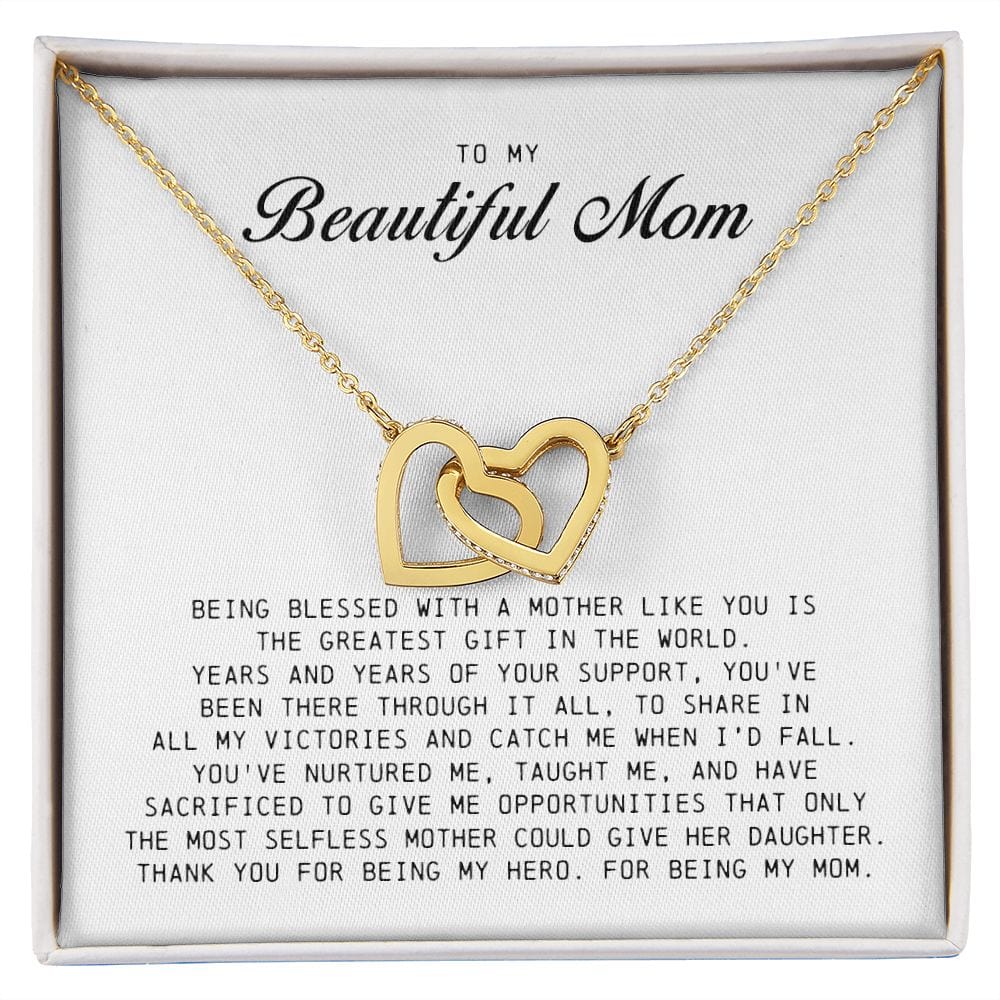 To My Beautiful Mom, Interlocking Hearts Necklace
