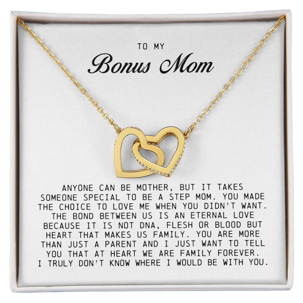 To My Bonus Mom, Interlocking Hearts Necklace