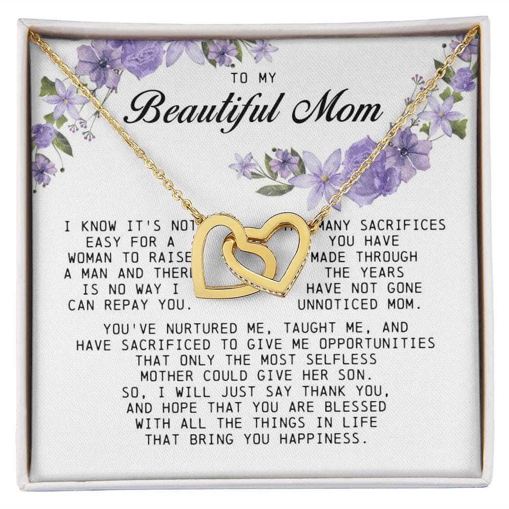 To My Beautiful Mom, Interlocking Hearts Necklace