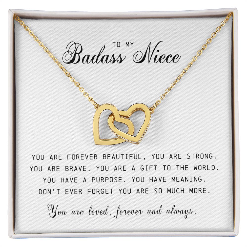 To My Badass Niece, Interlocking Hearts Necklace
