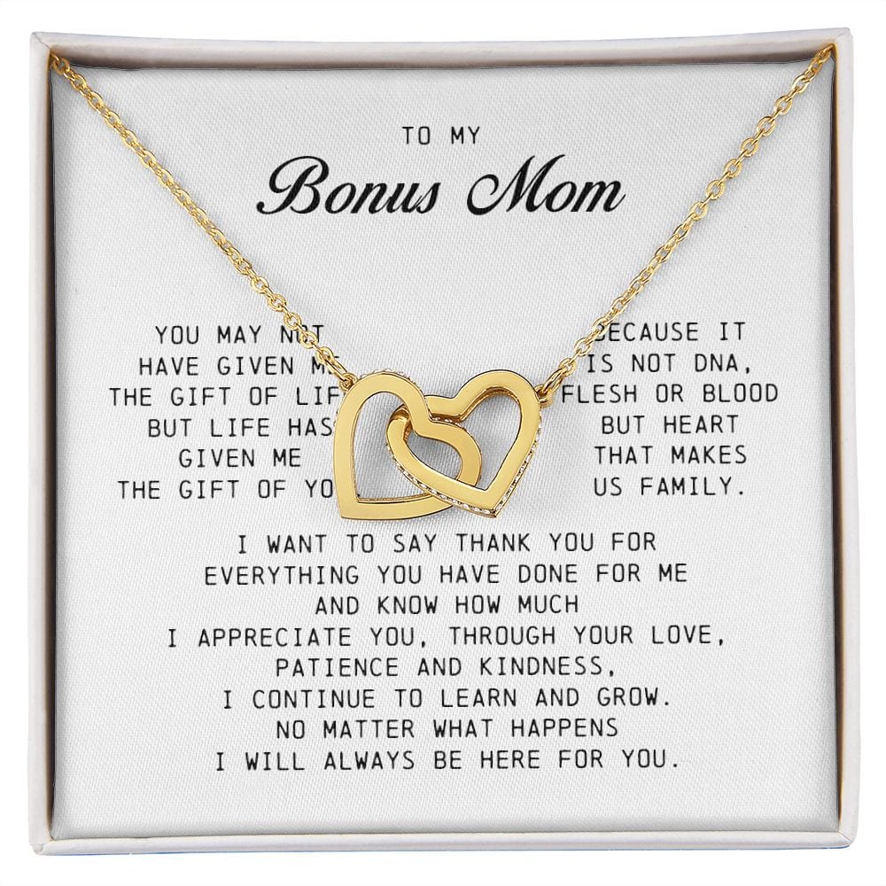 To My Bonus Mom, Interlocking Hearts Necklace