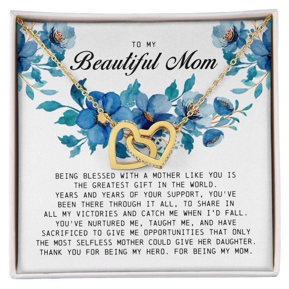 To My Beautiful Mom, Interlocking Hearts Necklace