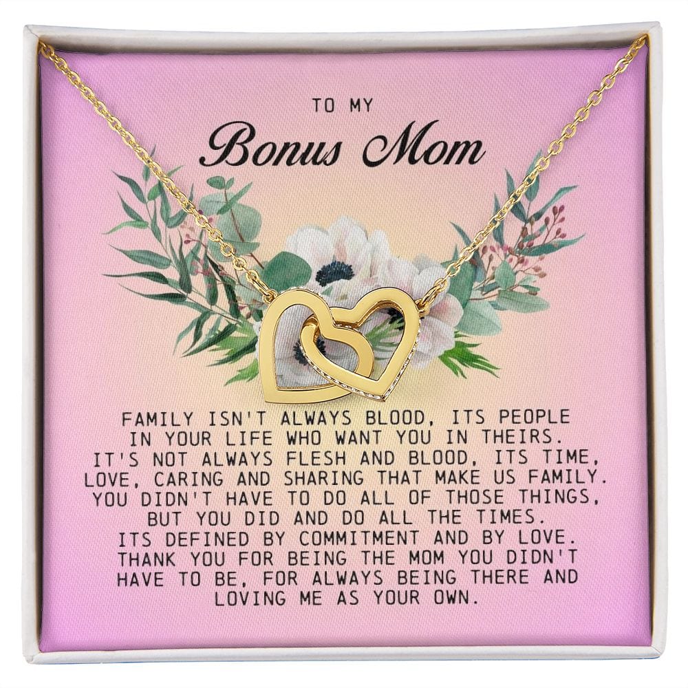 To My Bonus Mom, Interlocking Hearts Necklace