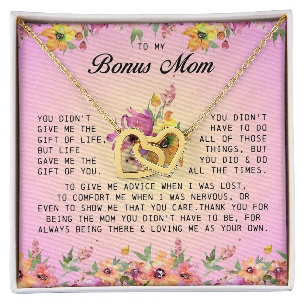 To My Bonus Mom, Interlocking Hearts Necklace