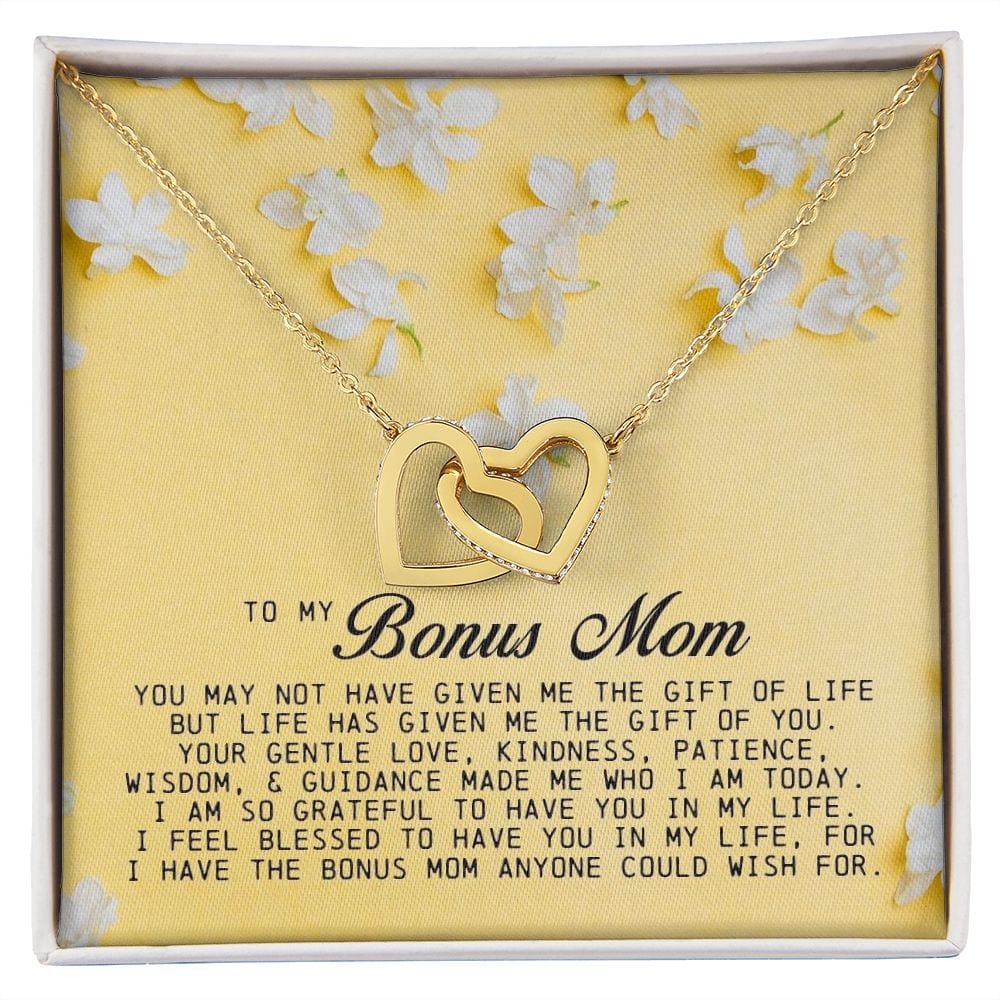 To My Bonus Mom, Interlocking Hearts Necklace