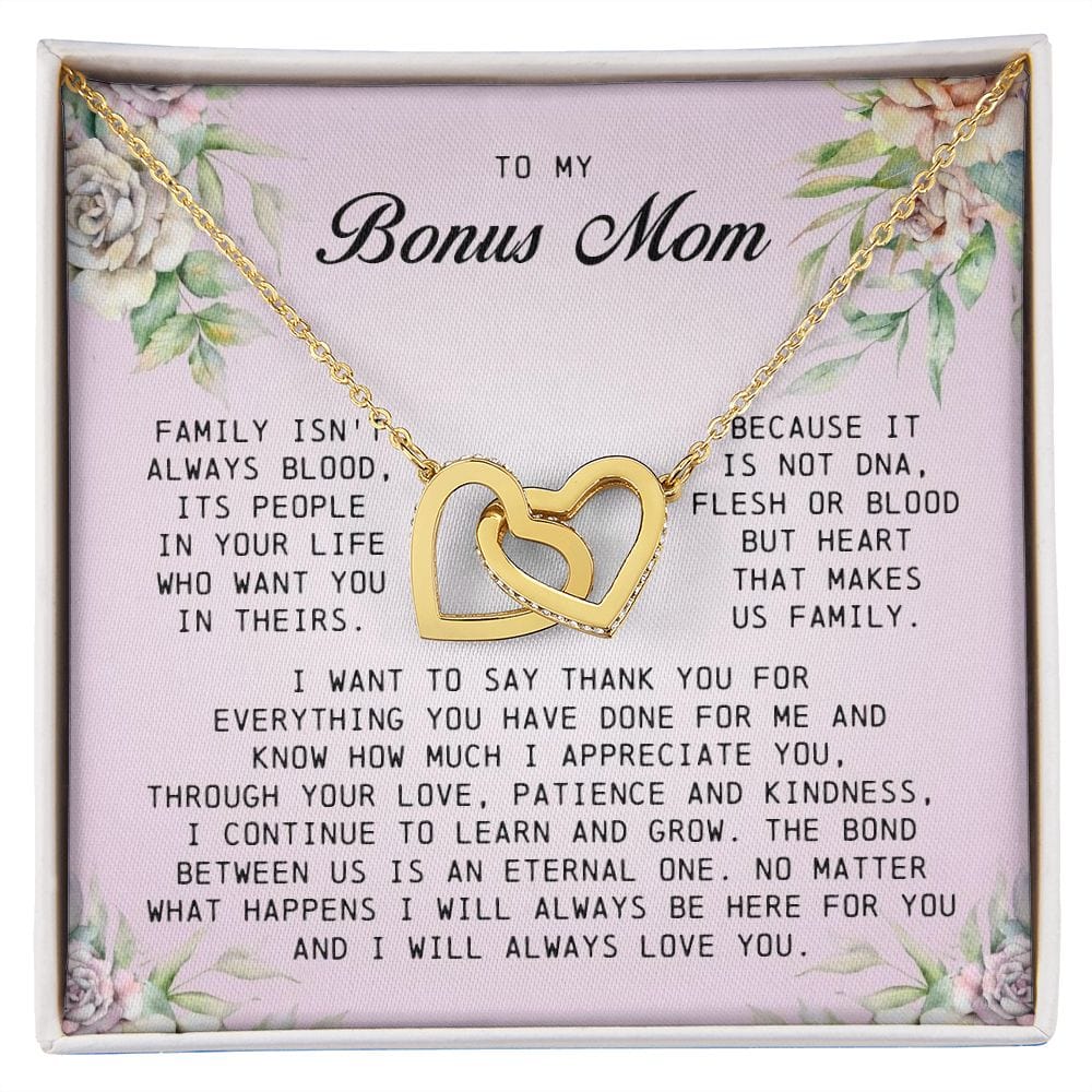 To My Bonus Mom, Interlocking Hearts Necklace