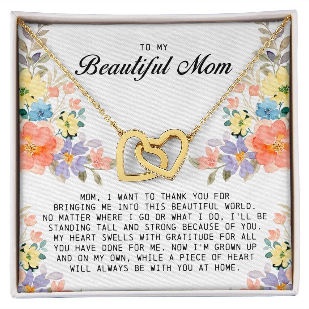 To My Beautiful Mom, Interlocking Hearts Necklace