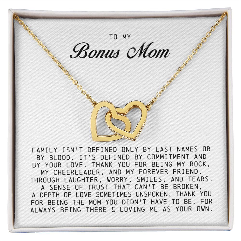 To My Bonus Mom, Interlocking Hearts Necklace