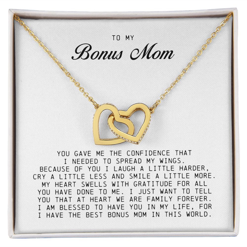 To My Bonus Mom, Interlocking Hearts Necklace
