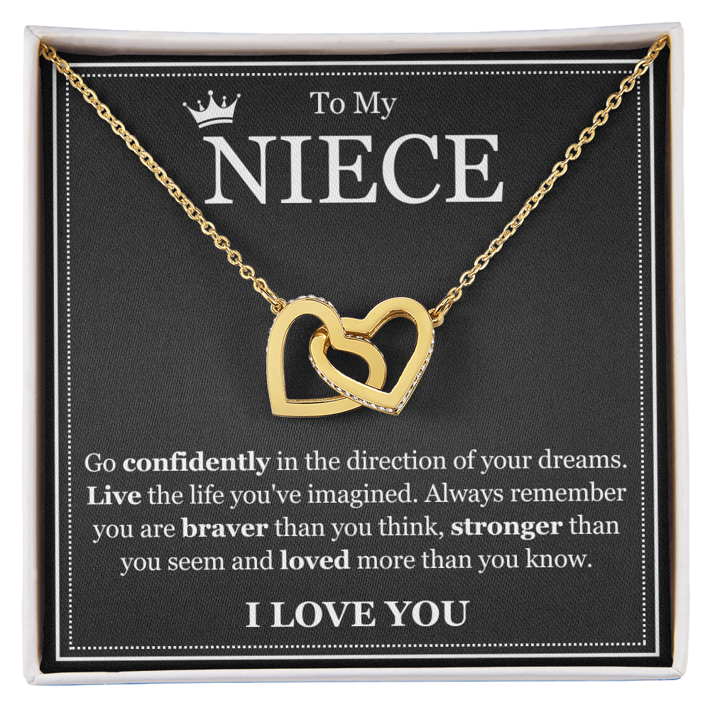 Interlocking Hearts Necklace - To My Niece "Live The Life You've Imagined"
