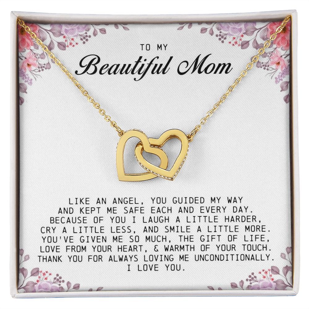 To my Beautiful Mom, Interlocking Hearts Necklace, Mother's Day Gift