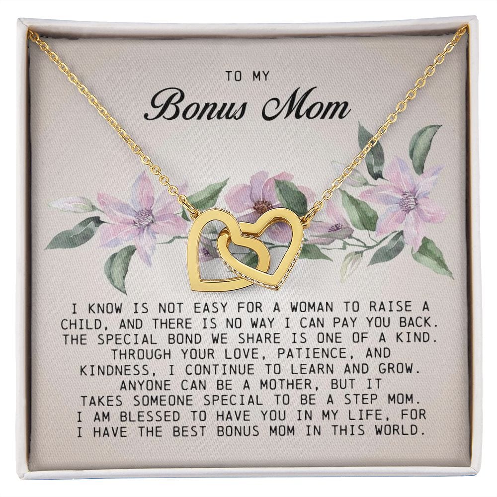 To My Bonus Mom, Interlocking Hearts Necklace