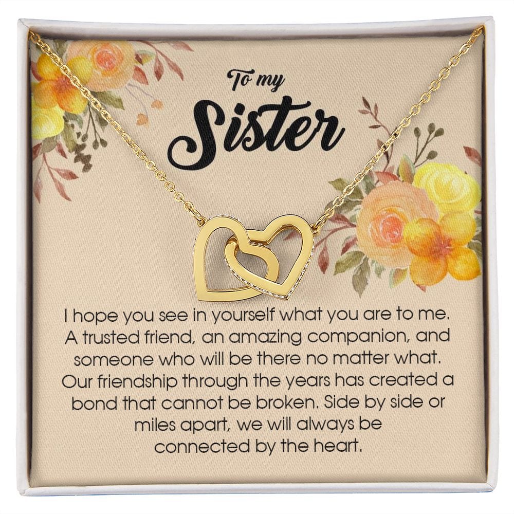 To My Sister, Interlocking Hearts Necklace
