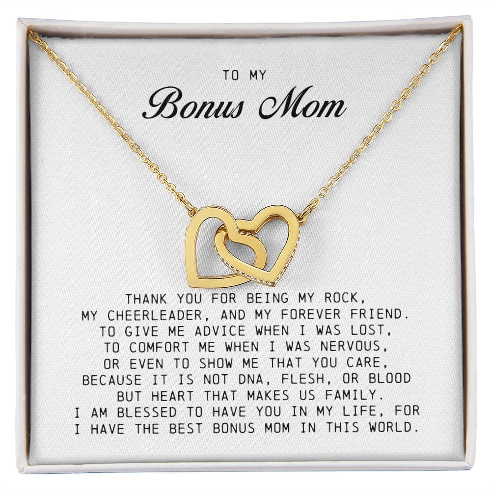 To My Bonus Mom, Interlocking Hearts Necklace