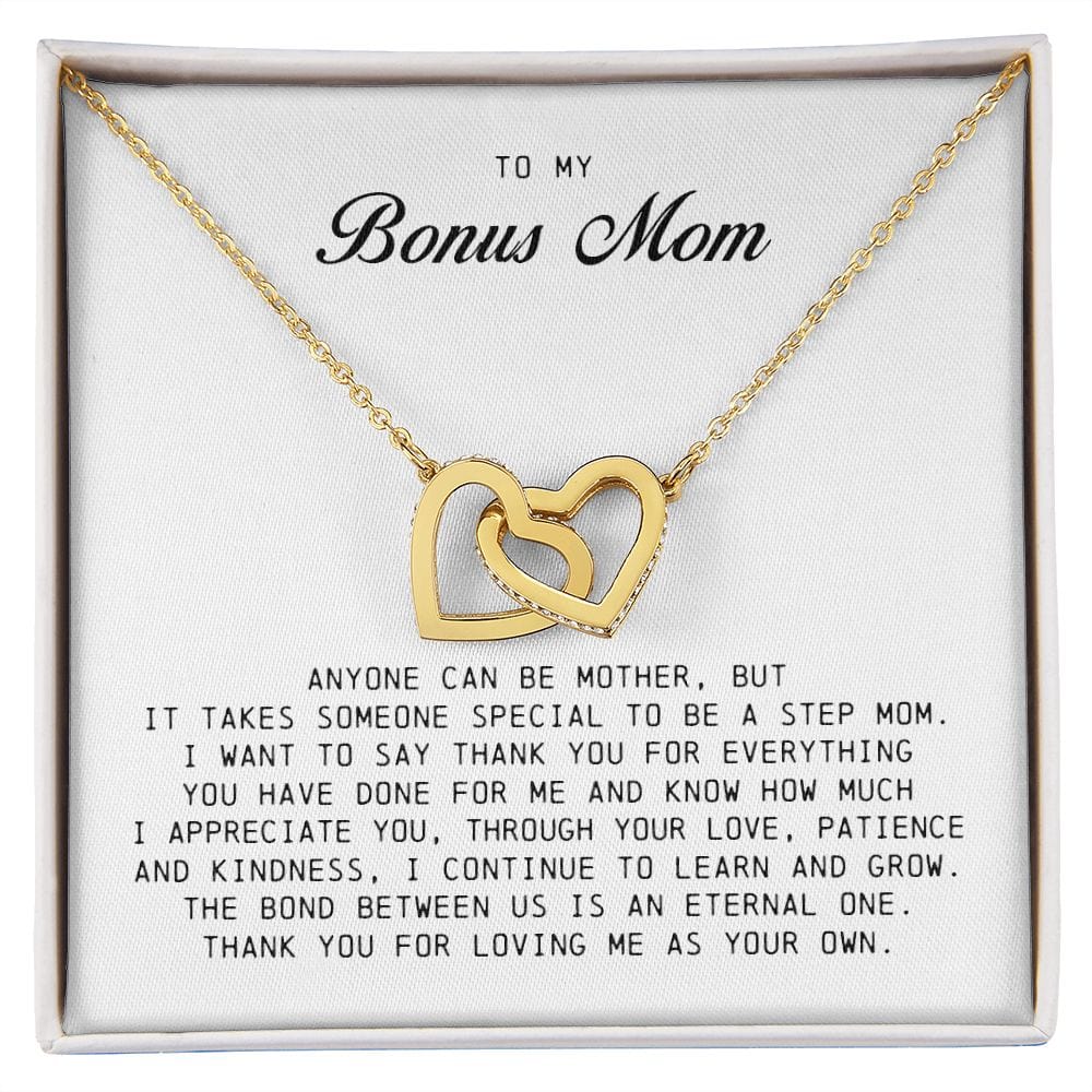 To My Bonus Mom, Interlocking Hearts Necklace