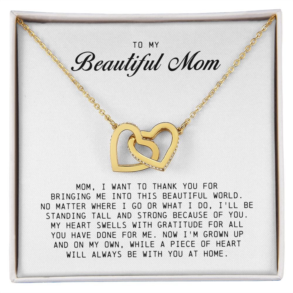 To My Beautiful Mom, Interlocking Hearts Necklace