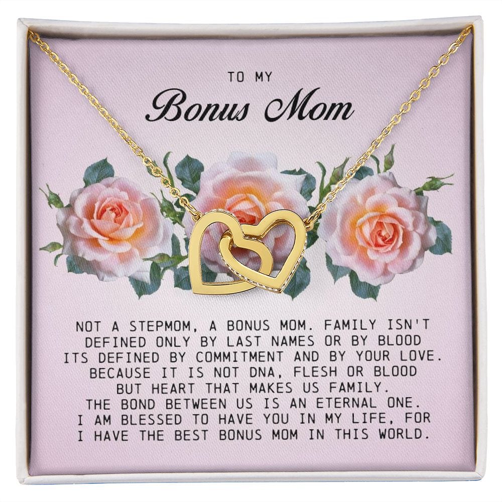 To My Bonus Mom, Interlocking Hearts Necklace