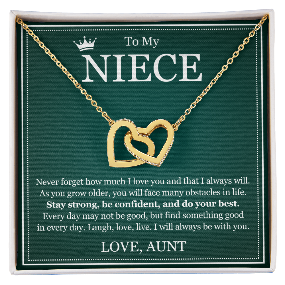 Interlocking Hearts Necklace - To My Niece "Stay Strong, Be Confident"