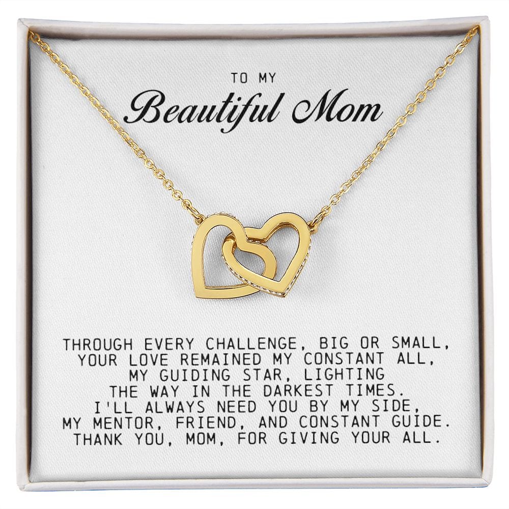 To my Beautiful Mom, Interlocking Hearts Necklace, Mother's Day Gift