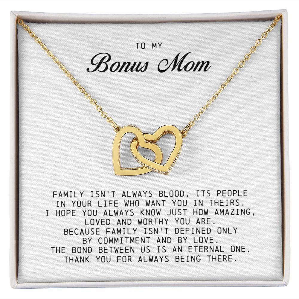 To My Bonus Mom, Interlocking Hearts Necklace