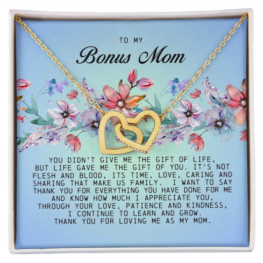 To My Bonus Mom, Interlocking Hearts Necklace