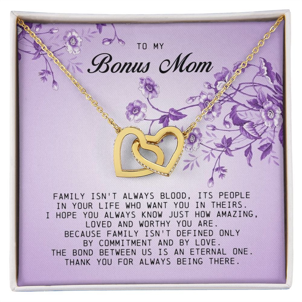 To My Bonus Mom, Interlocking Hearts Necklace