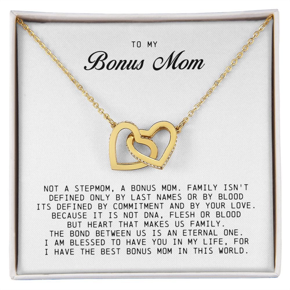 To My Bonus Mom, Interlocking Hearts Necklace
